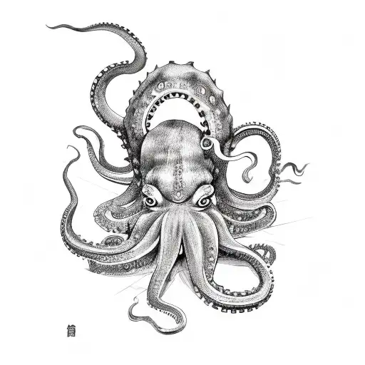 japanese  samurai fighting octopus tattoo design idea
