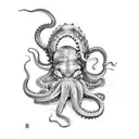japanese  samurai fighting octopus tattoo design idea