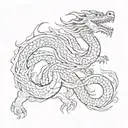 A dragon intertwined with Chinese calligraphy characters representing perseverance and wisdom tattoo design idea