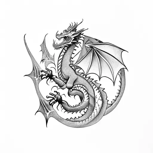 dragon + name tattoo design idea