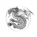 dragon + name tattoo design idea