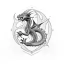 dragon + name tattoo design idea