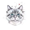  cute anime cat on a watercolor background tattoo design idea