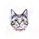  cute anime cat on a watercolor background tattoo design idea