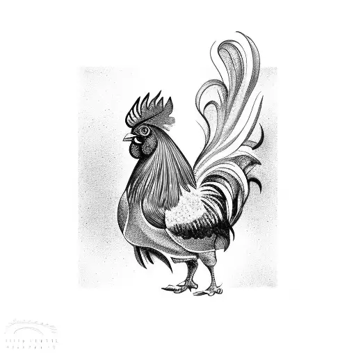 A rooster with a 93 in the background and number 8 somewhere in the mix tattoo design idea