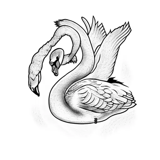 swan line work tattoo design idea
