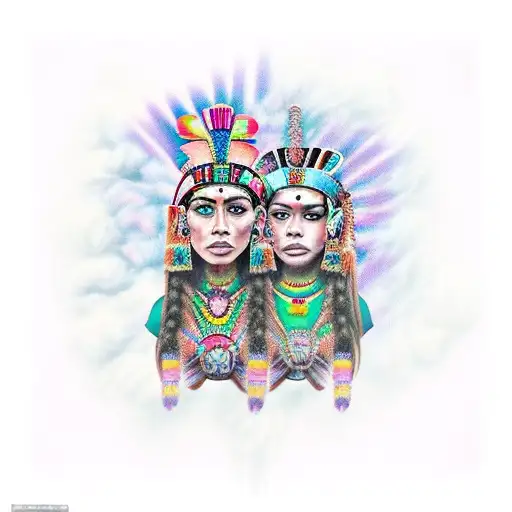 Aztec princess and daughter  tattoo design idea