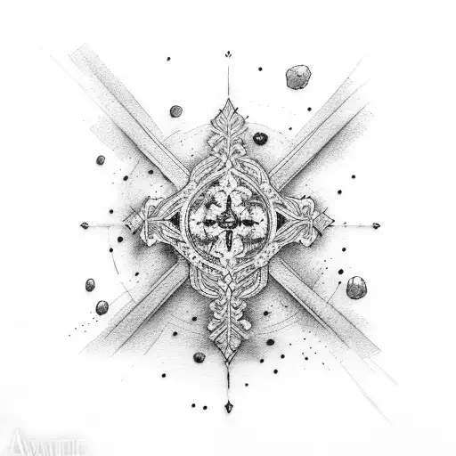watercolor cross tattoo design idea
