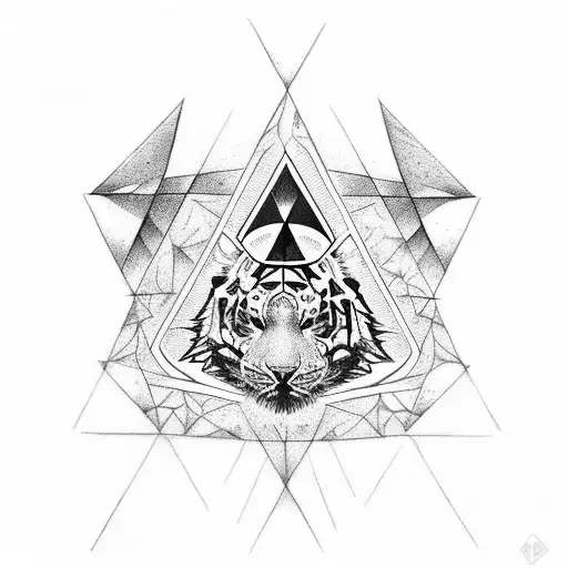 Illuminati triangle with tiger tattoo design idea