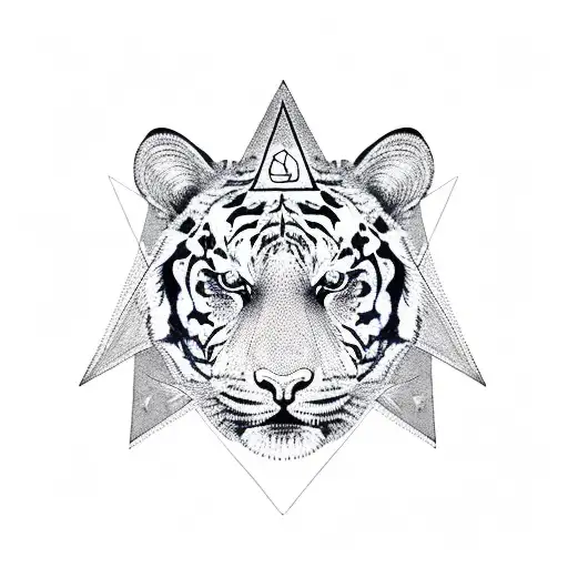 Illuminati triangle with tiger tattoo design idea