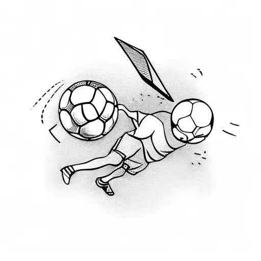 A footballer kicking a paper aeroplane tattoo design idea