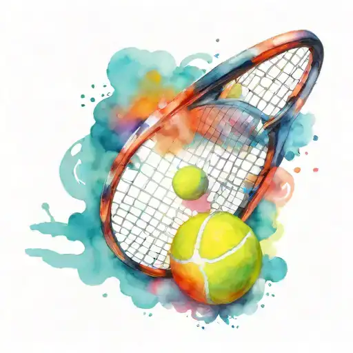 tennis racket and ball tattoo design idea