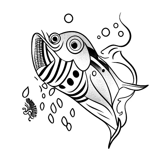 tropical fish smoking a cigarette  tattoo design idea