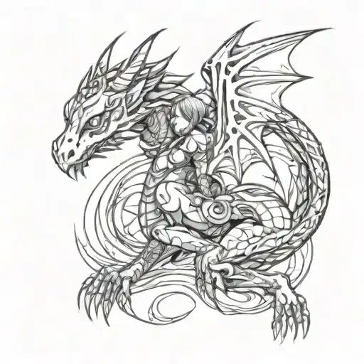 Dragon Cyborg Chick tattoo design idea
