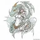 Dragon Cyborg Chick tattoo design idea