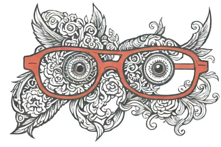 red eyeglasses   tattoo design idea