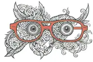 red eyeglasses   tattoo design idea