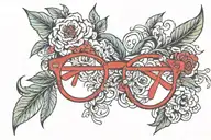 red eyeglasses   tattoo design idea