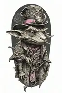 dnd kobold with a pimp hat and pimp coat tattoo design idea