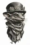 dnd kobold with a pimp hat and pimp coat tattoo design idea