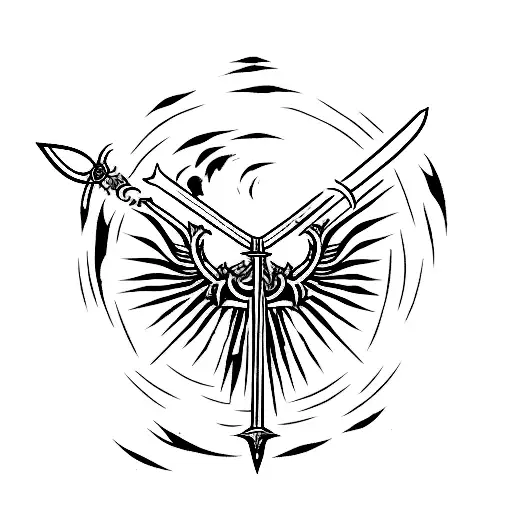 dark souls game bonfire with sword tattoo design idea