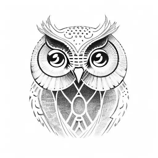 owl with a monkey smoking a cigar tattoo design idea