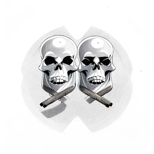 Bowling pins and skulls tattoo design idea