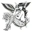 betty page fully nude woman tattoo design idea