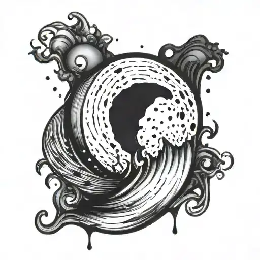 half moon black dripping tattoo design idea