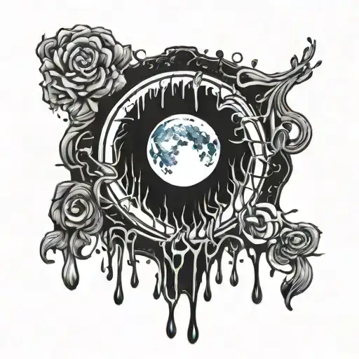 new moon bleeding dripping tattoo design idea