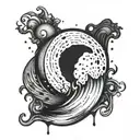 half moon black dripping tattoo design idea