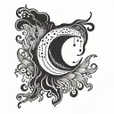 half moon black dripping tattoo design idea