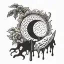 half moon black dripping tattoo design idea