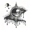 new moon phase bleeding dripping tattoo design idea