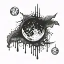 new moon phase bleeding dripping tattoo design idea