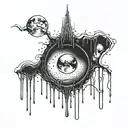 new moon phase bleeding dripping tattoo design idea