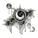 new moon phase bleeding dripping tattoo design idea
