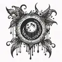 new moon bleeding dripping tattoo design idea