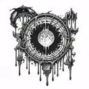 new moon bleeding dripping tattoo design idea