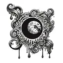 new moon bleeding dripping tattoo design idea