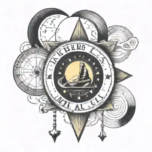 Traditional "Waxing Gibbous Phase With And Libra..." Tattoo Idea