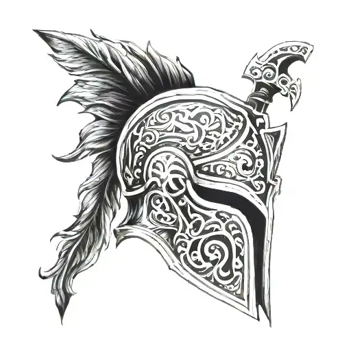 Spartan helmet tattoo design idea