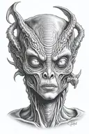 alien face tattoo design idea