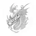 Zelda dragon with flowers tattoo design idea