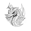 Zelda dragon with flowers tattoo design idea