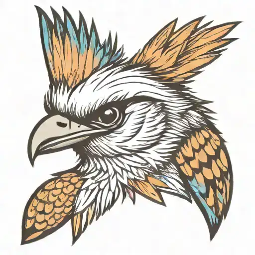 kookaburra mohawk hairstyle tattoo design idea