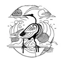 thoth ibis bird tattoo design idea