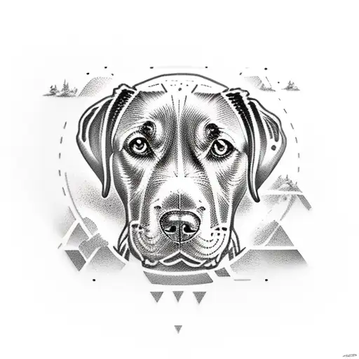 labrador and human travelling  tattoo design idea