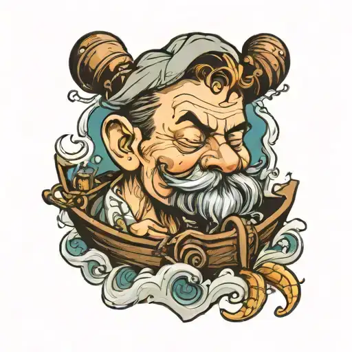 Joshua block puking while driving a boat  tattoo design idea