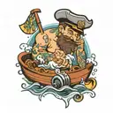 Joshua block puking while driving a boat  tattoo design idea